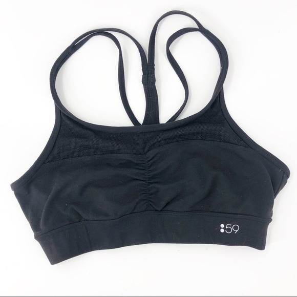 ✅SPLITS59 Black Sports Bra w/ semi Mesh SMALL - Picture 1 of 4